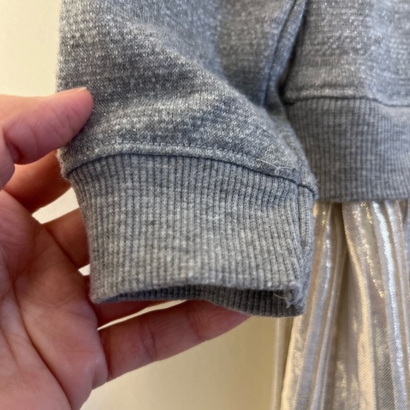 Bonnie Jean Toddler Girl Sweater Dress Metallic Knit Gold Gray 2T Pleats Holiday - Picture 6 of 14